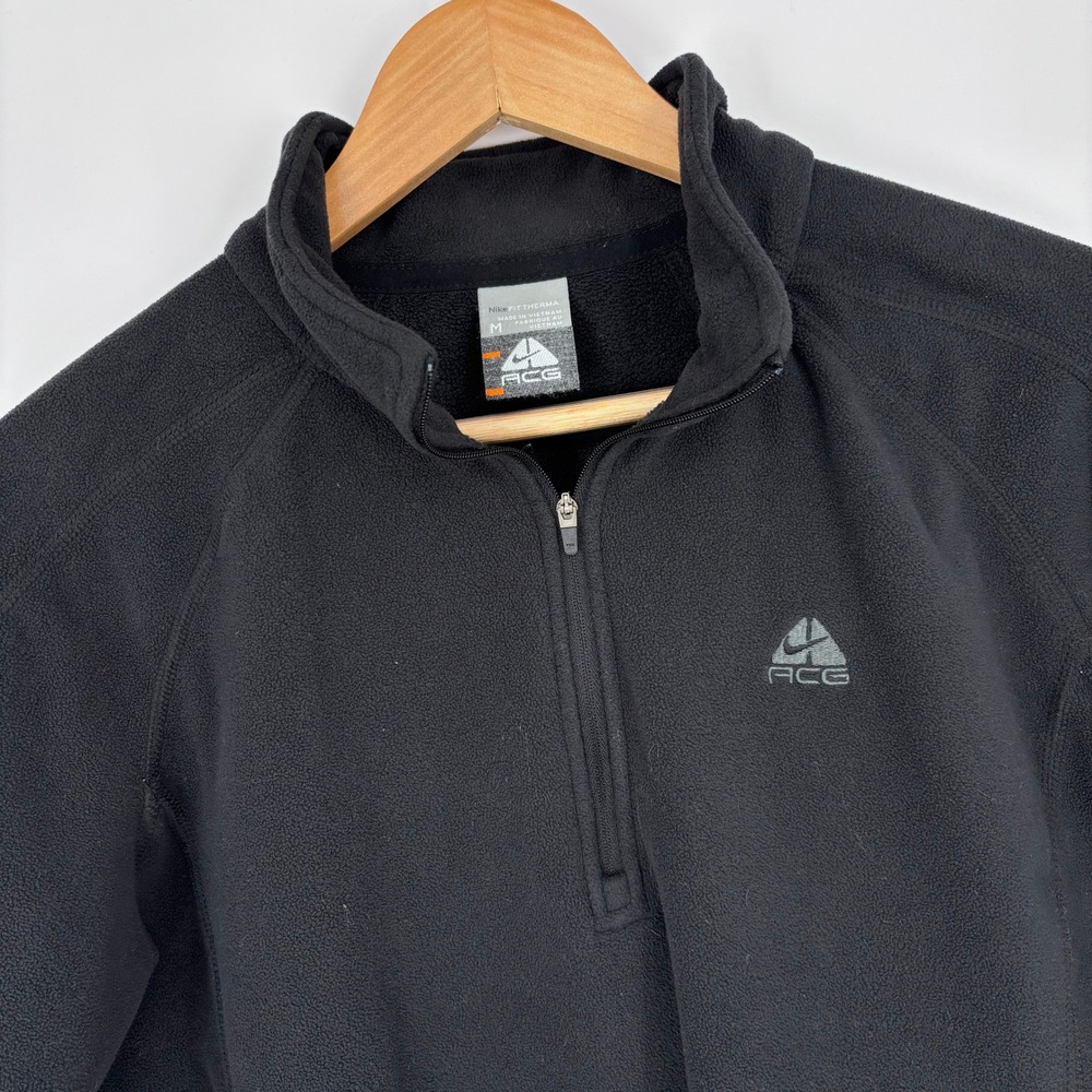 VTG Nike ACG Fleece 1/4 Zip Pullover Womens M Black Therma Fit Therma-Fit Jacket